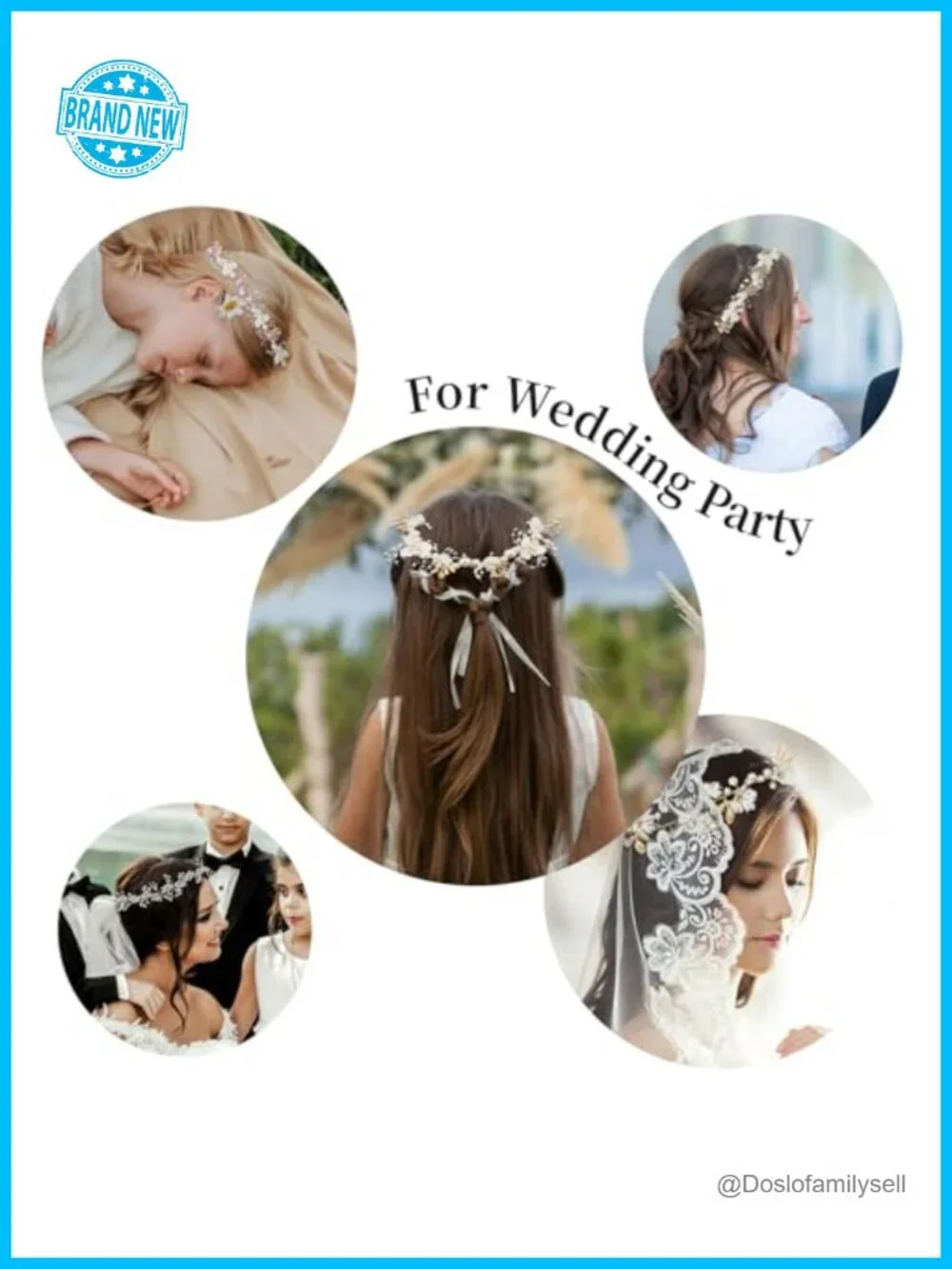 Handmade Pearl Crystal Headpiece Adjustable Ribbon Hair Accessory for Wedding
